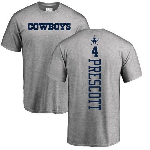 Men Dallas Cowboys Ash Dak Prescott Backer #4 Nike NFL T Shirt